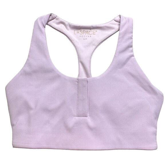 L*Space Ribbed Underdog Tank Sports Bra Racer Back Peony Women's Size Small NWT - Picture 2 of 9